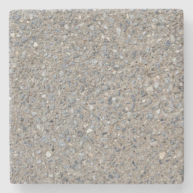 Taupe Concrete Cement Blue Aggregate Sidewalk Stone Coaster (Front)
