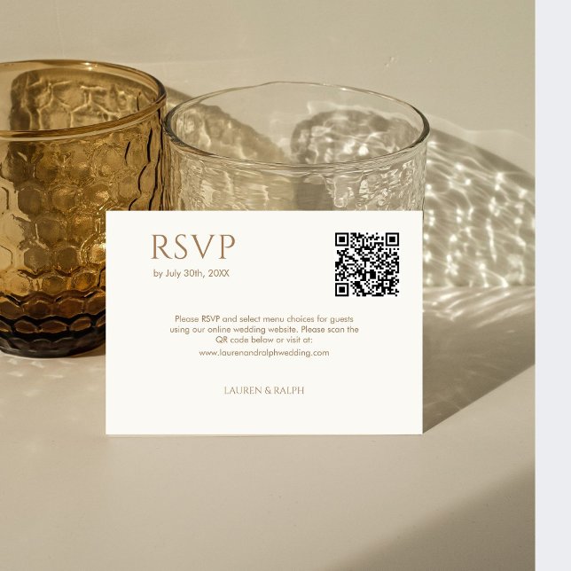 Taupe & Couple ivoire Monogramme QR Mariage RSVP (Créateur téléchargé)