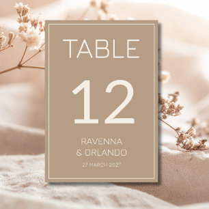 Taupe Cream Old Money Formal Wedding Table Number