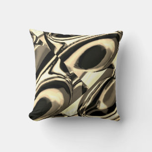 Taupe Cream Tan Brown Black Swirling Ovals Design Throw Pillow