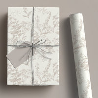 Taupe & Cream Tonal Wildflower Flower Line Art