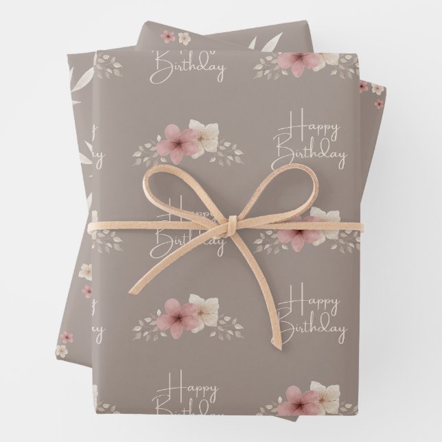 Taupe d'automne et papier d'enveloppement floral r (En situation)