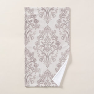 Taupe Doux Damassé Aquarelle Floral Classique