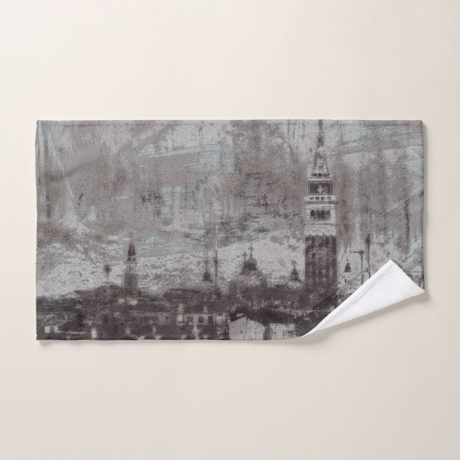 Taupe et Cyan en détresse Skyline Venice Italie (Serviette à main)