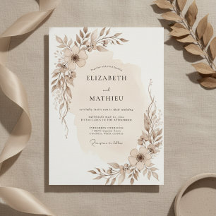 Taupe Ethereal Botanical Wedding Invitation