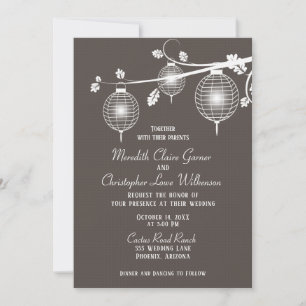 Taupe Faire-part de mariage de lanternes en papier