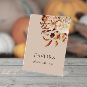Taupe Fall Floral Favors Pedestal Sign