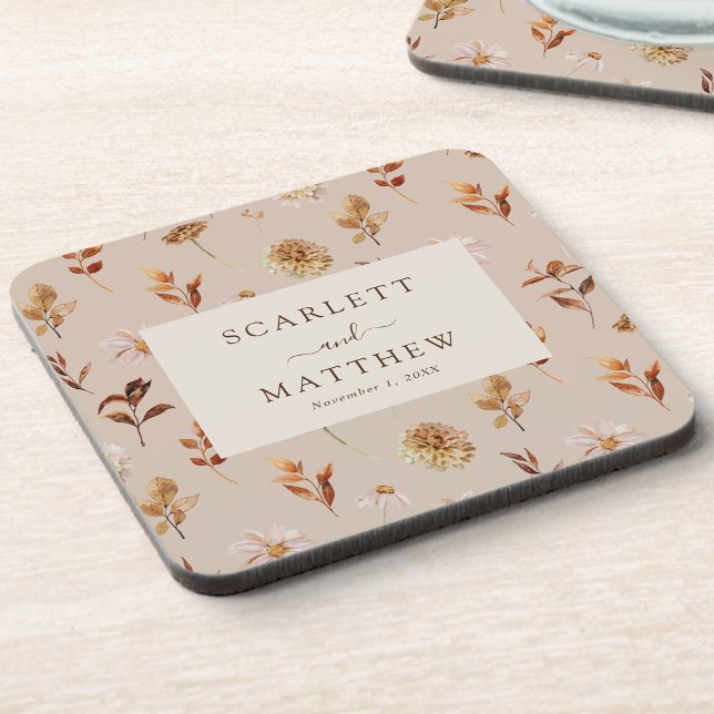 Taupe Fall Leaves Coaster (Taupe Fall Leaves Wedding Favor Coaster by Painted Paperie
)
