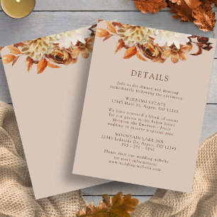 Taupe Fall Terracotta Floral Wedding Details Enclo Enclosure Card