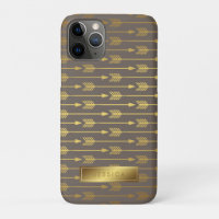 Taupe Faux Gold Foil Arrows Pattern