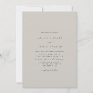 Taupe Formal Modern Script Wedding Invitation