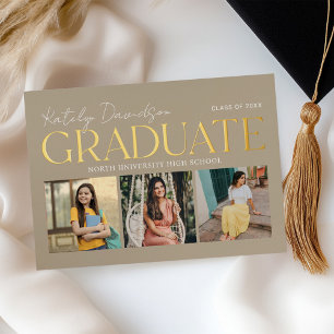 Taupe Gold Graduate Photo Collage Grad Party