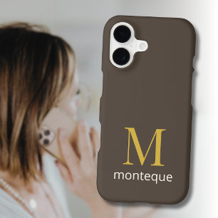 Taupe Gold Monogram Personalized Name Luxury Gift