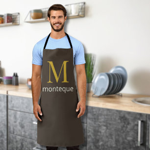 Taupe Gold Monogram Personalized Name Luxury Gift  Apron