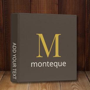 Taupe Gold Monogram Personalized Name Luxury Gift Binder