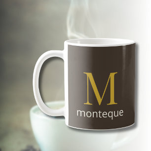 Taupe Gold Monogram Personalized Name Luxury Gift  Coffee Mug