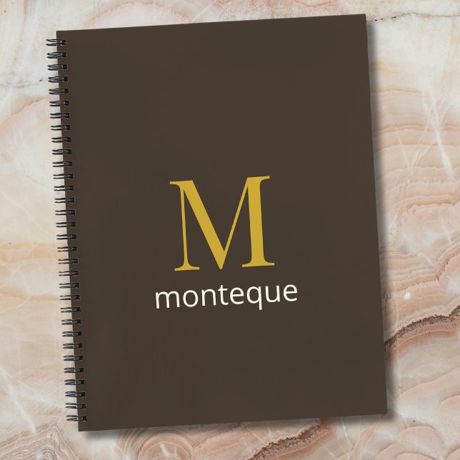 Taupe Gold Monogram Personalized Name Luxury Gift  Notebook (Creator Uploaded)