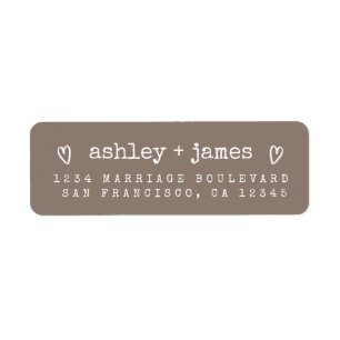 Taupe Gray Heart Couple Return Address