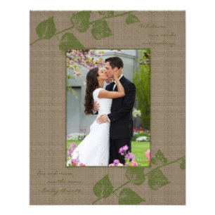 Taupe Green Leaves Portrait Photo Template