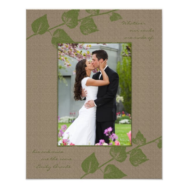 Taupe Green Leaves Portrait Photo Template (Front)