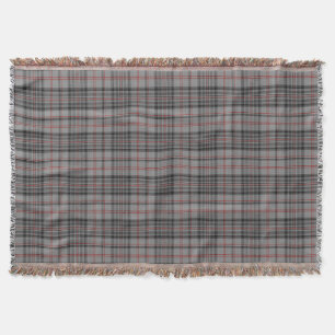 Taupe Grey Black Red Tartan Plaid Throw Blanket