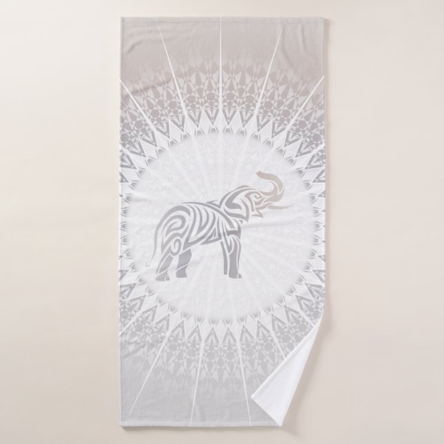 Taupe Grey Elephant Mandala (Serviette de bain)
