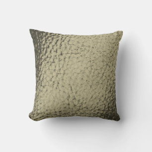 Taupe Grey Faux Leather Design Throw Pillow