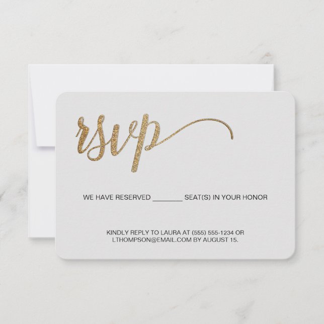 Taupe grey Gold RSVP no mailing Reserved Seat (Front)