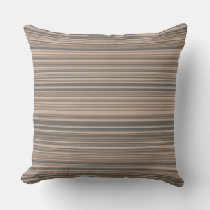 Taupe & Grey Simple Modern Striped Pattern Throw Pillow