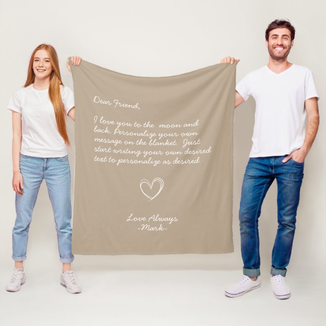 Taupe Handwritten Personalized Message Friends  Fleece Blanket (In Situ)