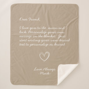 Taupe Handwritten Personalized Message Friends Sherpa Blanket