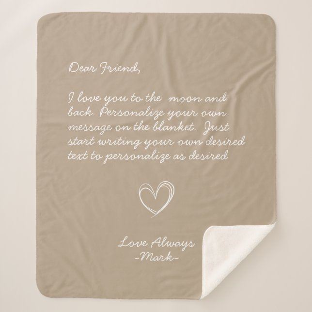 Taupe Handwritten Personalized Message Friends  Sherpa Blanket (Front)