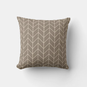 Taupe Herringbone Throw Pillow