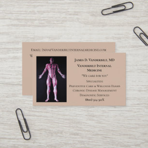 Taupe Internist DR Human Body Internal Medicine Business Card
