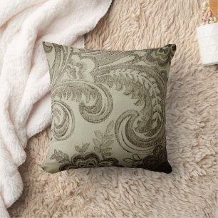 Taupe Iraqi Paisley Classic   Throw Pillow