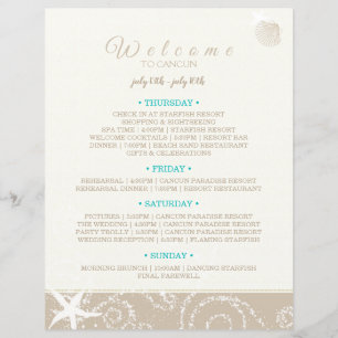 Taupe Ivory Starfish Beach Wedding Itinerary