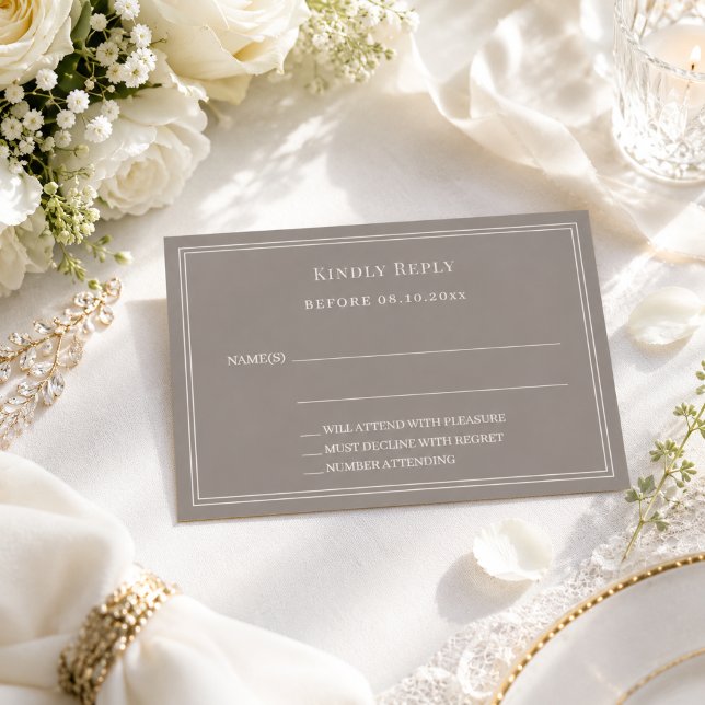 Taupe ivory wedding response RSVP Card (Creator Uploaded)