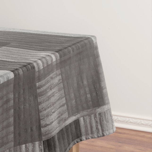 Taupe Jean  patch Work Faux Burlap Tablecloth (In Situ)