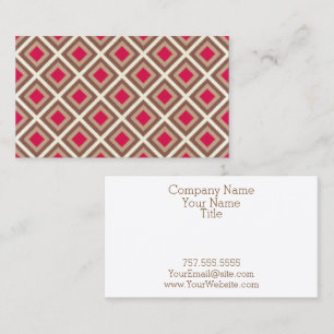 Taupe, Light Taupe, Hot Pink Ikat Diamonds STaylor Business Card