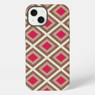 Taupe, Light Taupe, Hot Pink Ikat Diamonds STaylor iPhone 13 Case