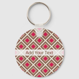 Taupe, Light Taupe, Hot Pink Ikat Diamonds STaylor Keychain
