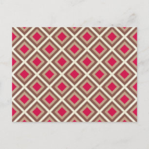 Taupe, Light Taupe, Hot Pink Ikat Diamonds STaylor Postcard