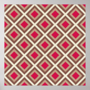 Taupe, Light Taupe, Hot Pink Ikat Diamonds STaylor Poster