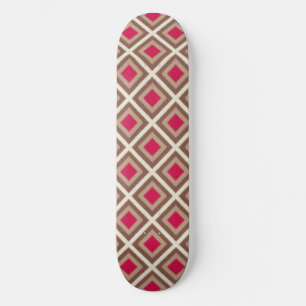 Taupe, Light Taupe, Hot Pink Ikat Diamonds STaylor Skateboard
