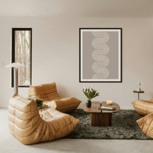 Taupe Lombard Wavy Lines Modern Minimal Art Print
