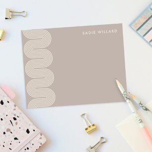 Taupe Lombard Wavy Lines Modern Stationery Card