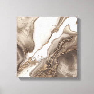 Taupe marble and gold abstract canvas print