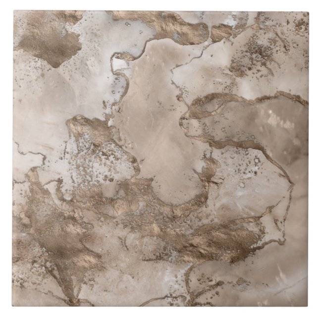 Taupe marble and gold abstract tile (Front)