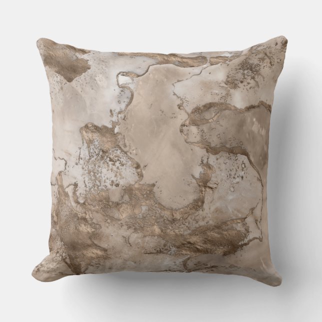 Taupe marbre et or abstrait lance oreiller (Recto)