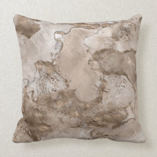 Taupe marbre et or abstrait lance oreiller